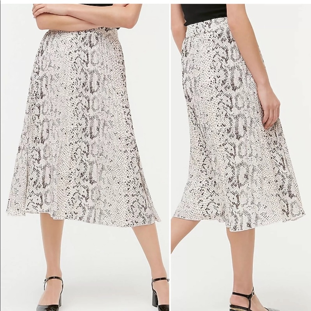 J. Crew Womens Midi Pleated Snakeskin Skirt -NEW🤍